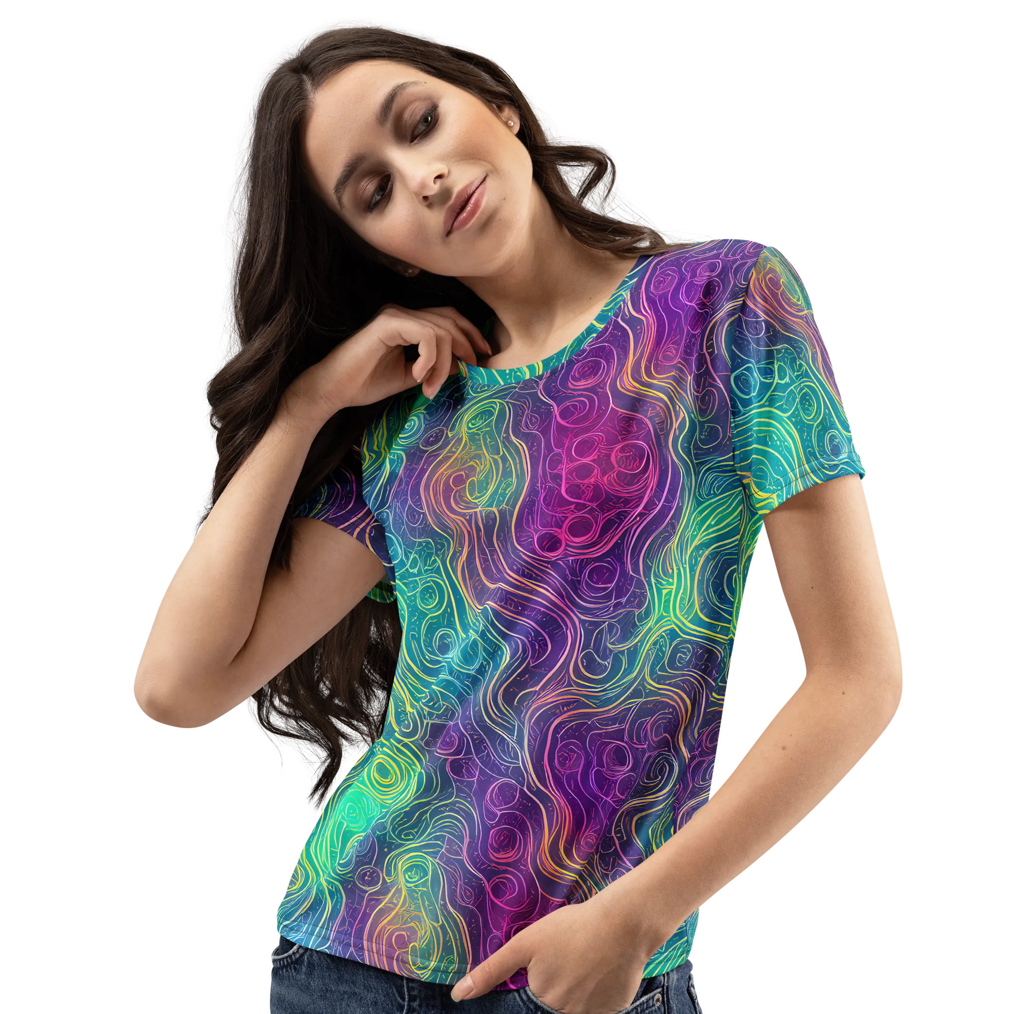 Chromatic Currents on Women's Crew Neck T-Shirt — Left Front