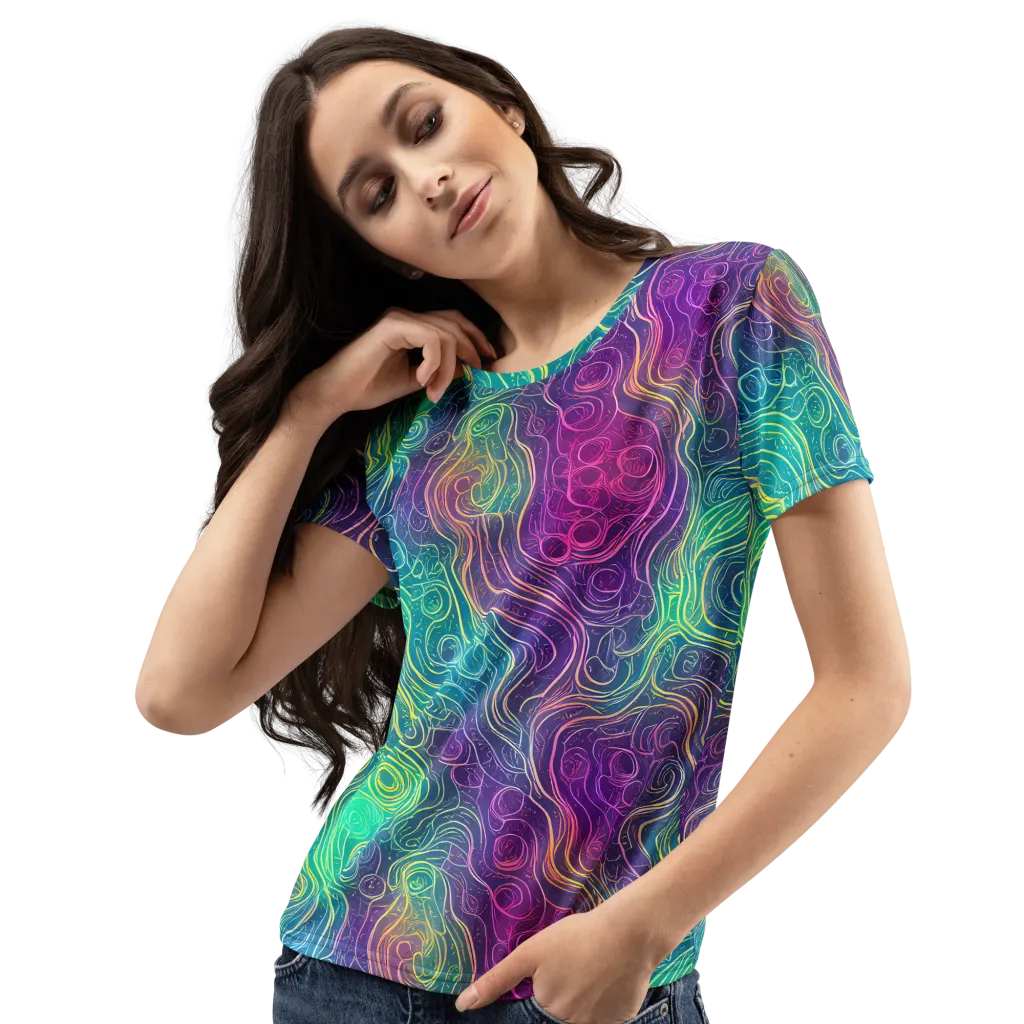 Chromatic Currents on Women's Crew Neck T-Shirt — Left Front