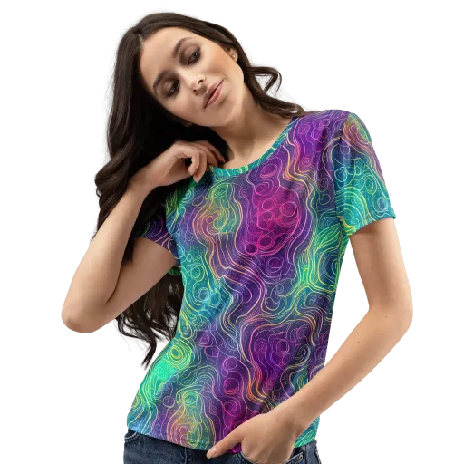 Chromatic Currents on a Women's Crew Neck T-Shirt