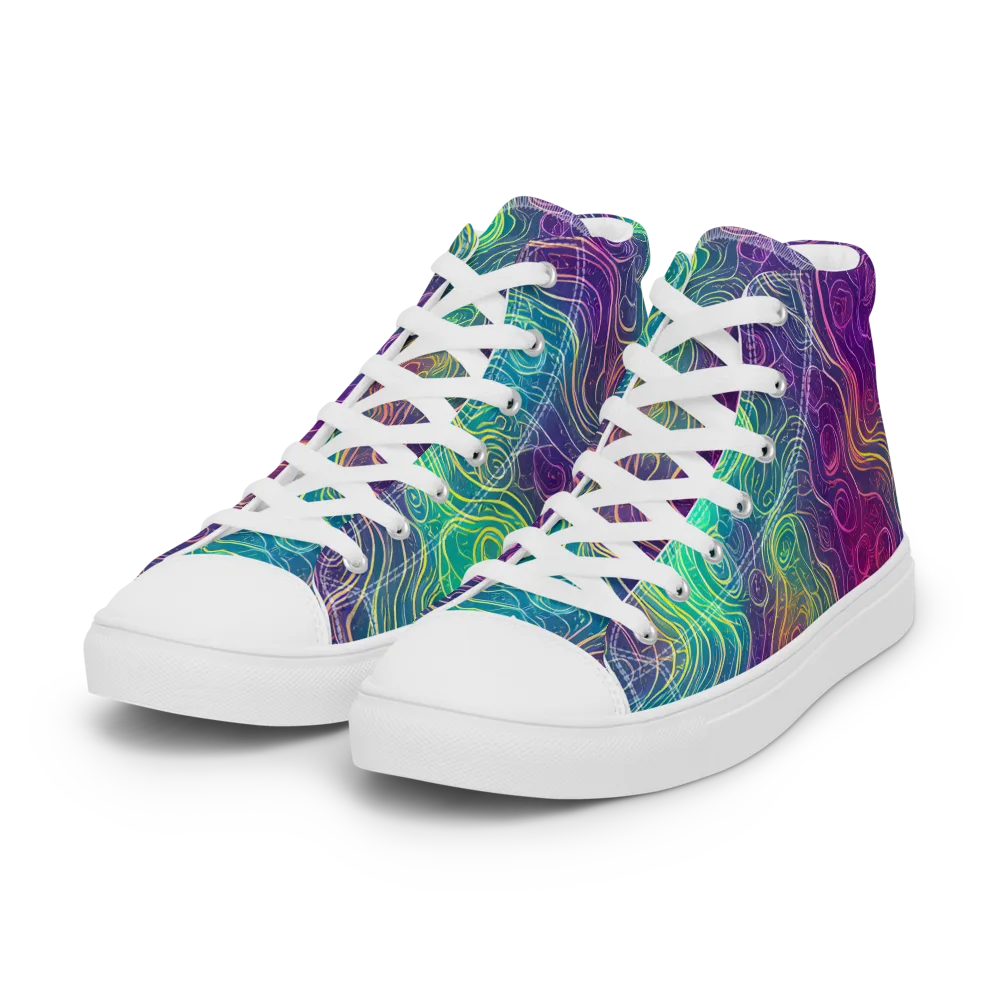 Chromatic Currents on Women's High Top Canvas Shoes — Left Front