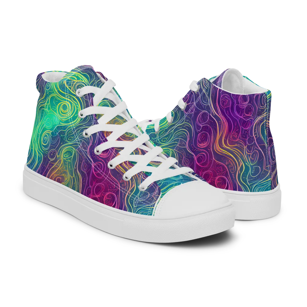 Chromatic Currents on Women's High Top Canvas Shoes — Right