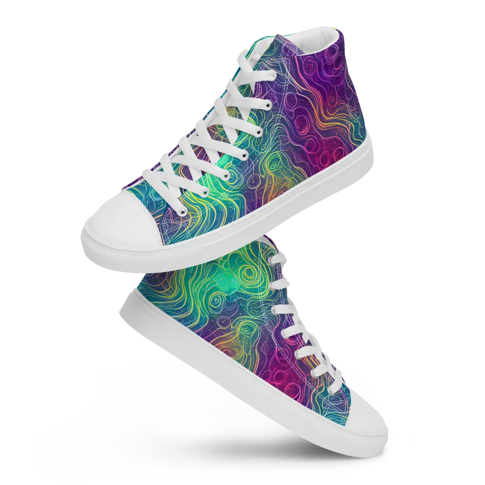 Chromatic Currents on Women's High Top Canvas Shoes — Front