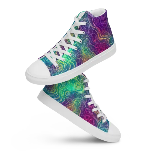 Chromatic Currents on a Women's High Top Canvas Shoes