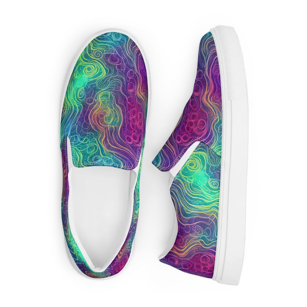 Chromatic Currents on Men's Slip-On Canvas Shoes — Front