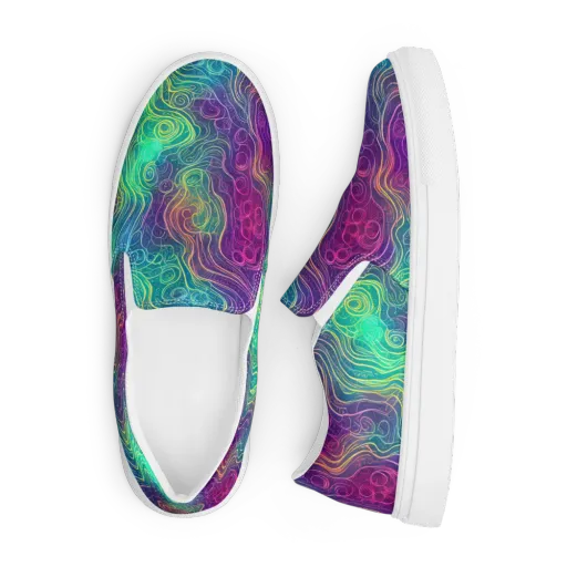 Chromatic Currents on a Men's Slip-On Canvas Shoes
