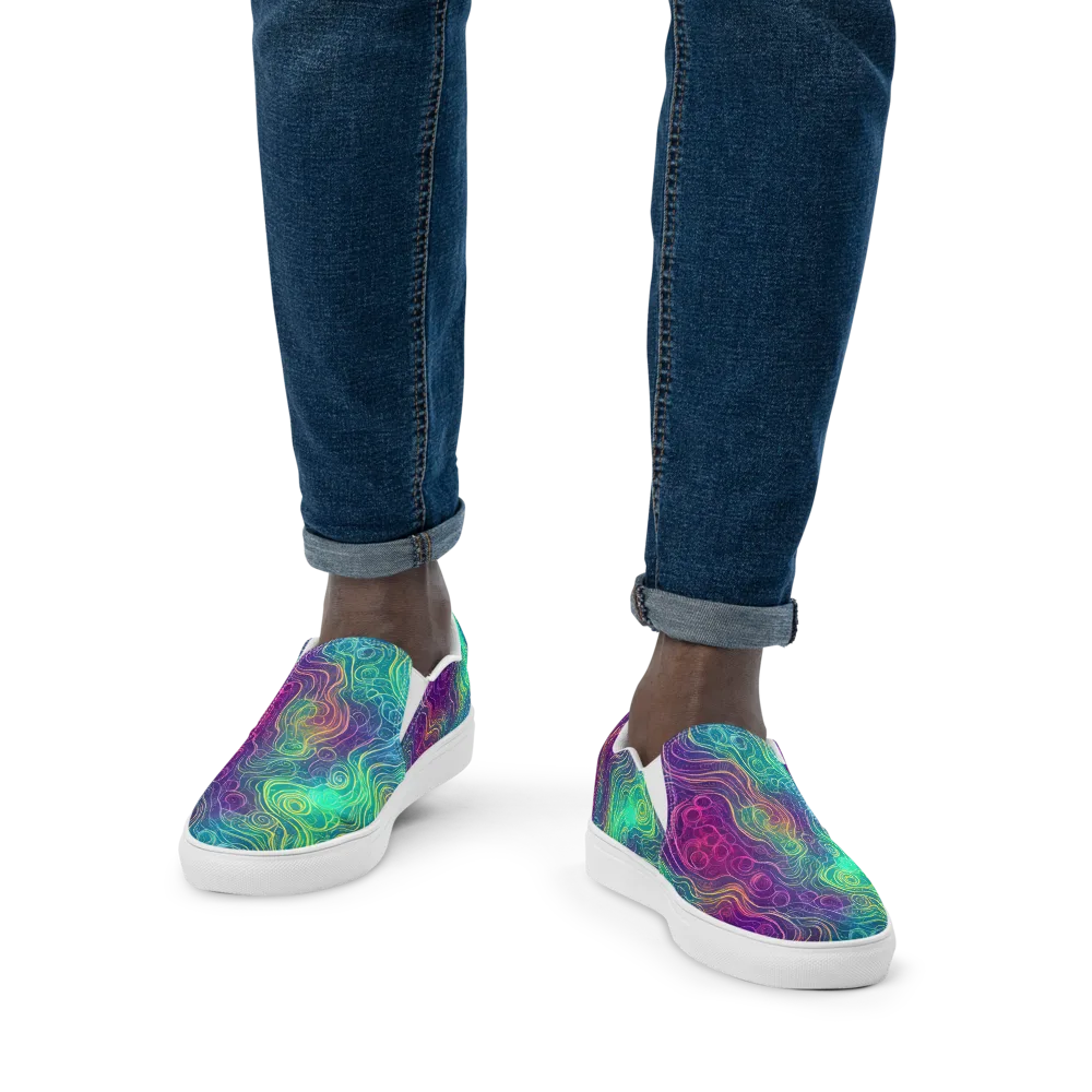 Chromatic Currents on Men's Slip-On Canvas Shoes — Front