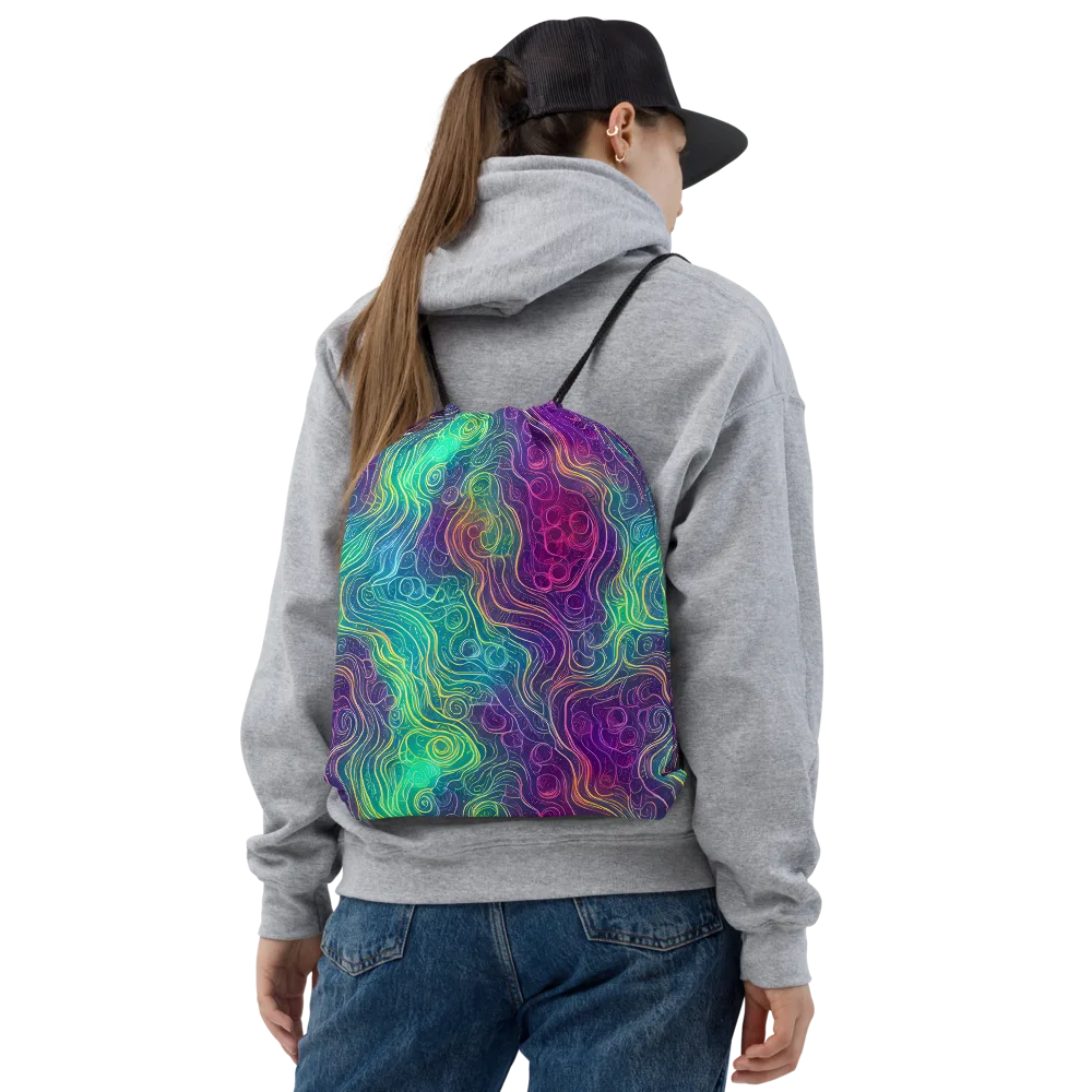 Chromatic Currents on Drawstring Bag — Front