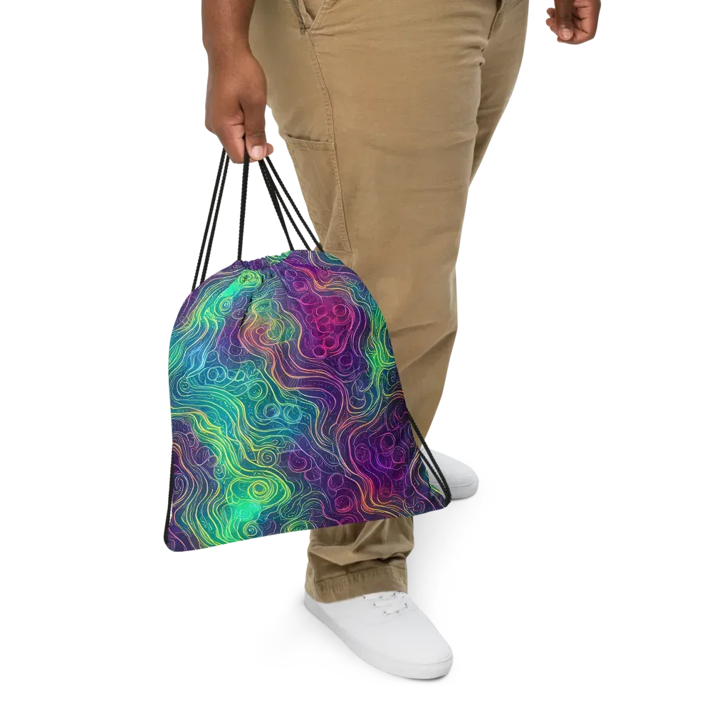 Chromatic Currents on Drawstring Bag — Front