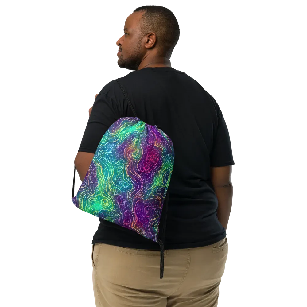 Chromatic Currents on Drawstring Bag — Front