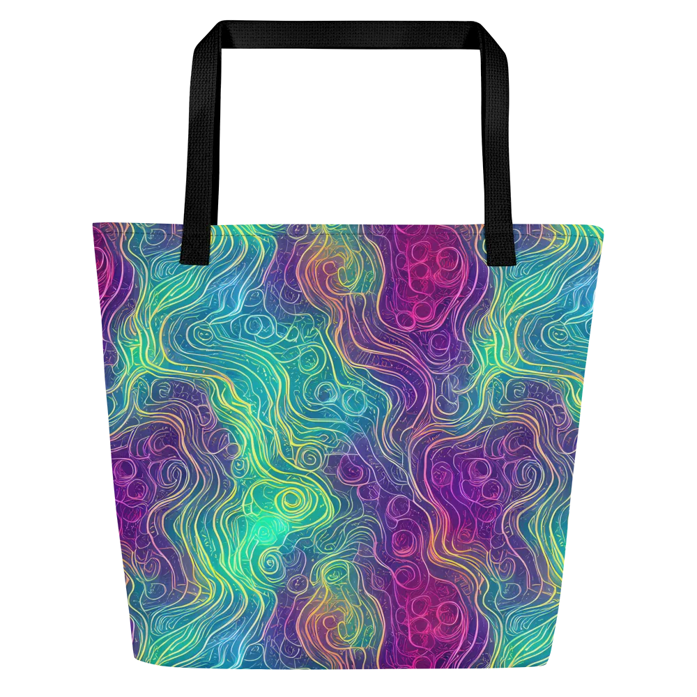 Chromatic Currents on Large Tote Bag W/ Pocket — Front