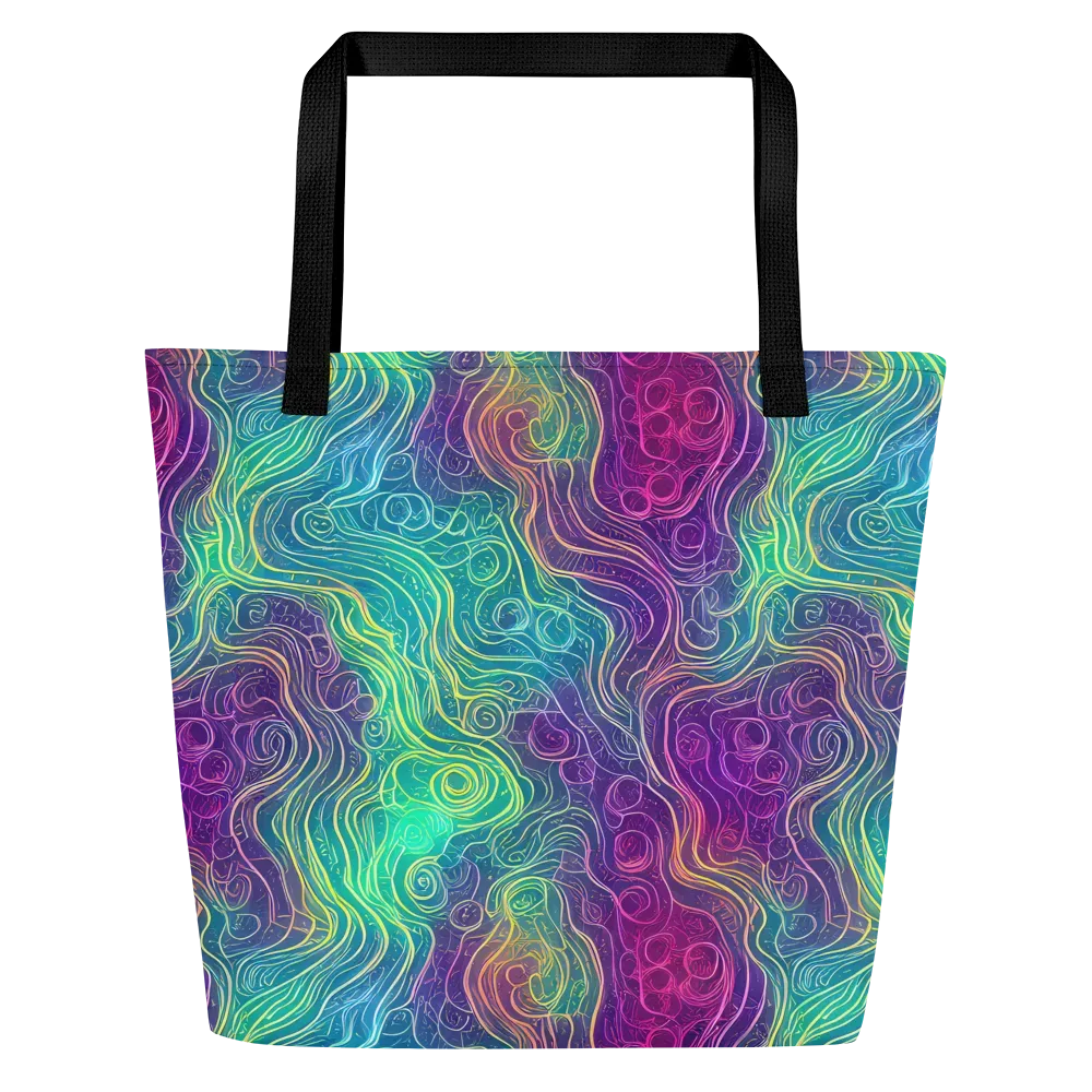 Chromatic Currents on Large Tote Bag W/ Pocket — Front