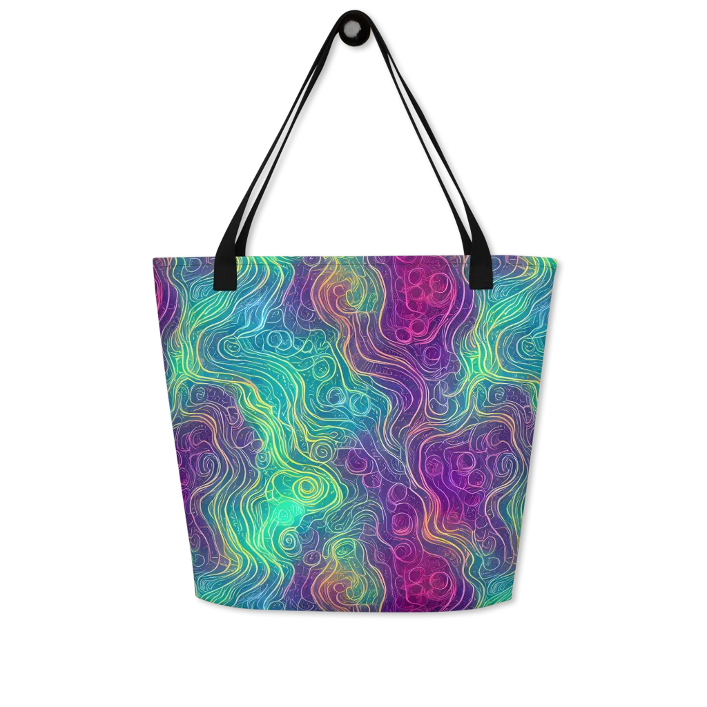 Chromatic Currents on Large Tote Bag W/ Pocket — Front