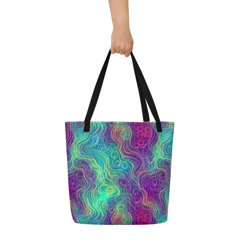 Chromatic Currents on Large Tote Bag W/ Pocket — Front