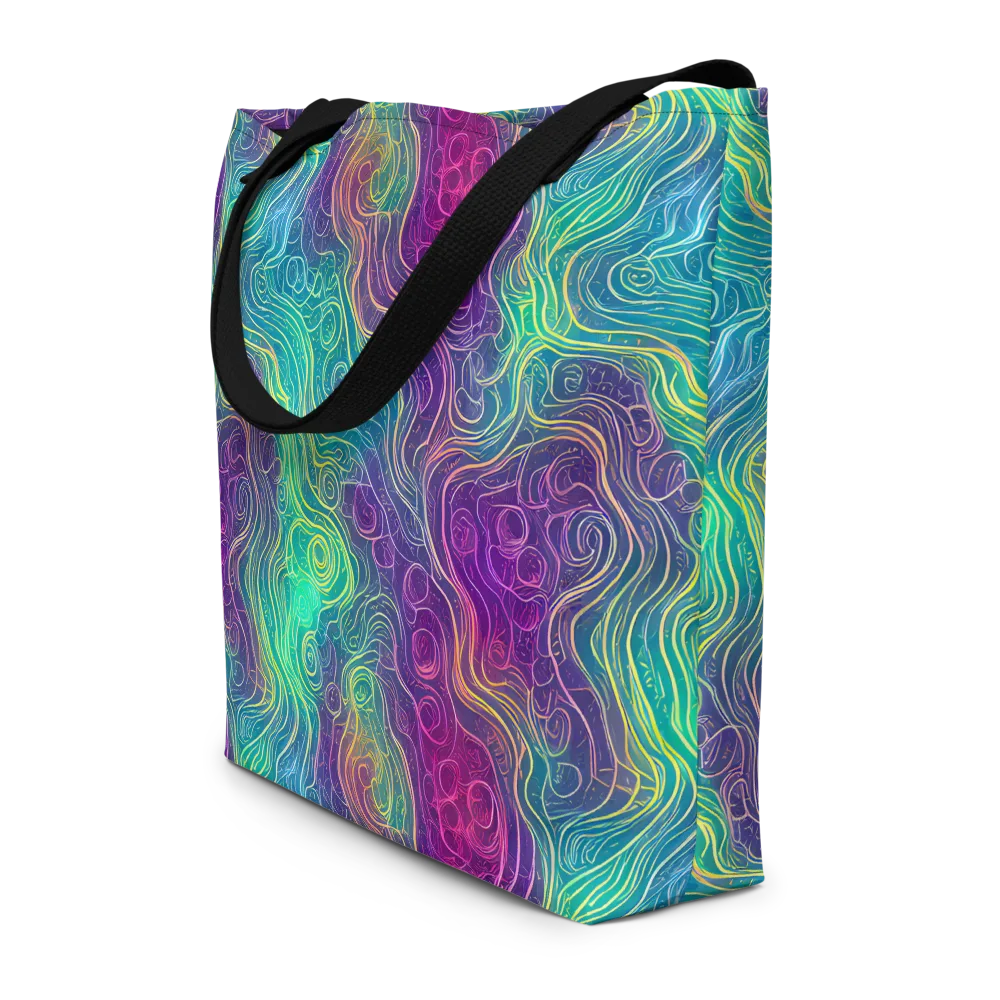 Chromatic Currents on Large Tote Bag W/ Pocket — Front