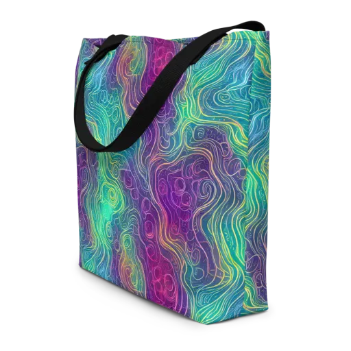 Chromatic Currents on a Large Tote Bag W/ Pocket