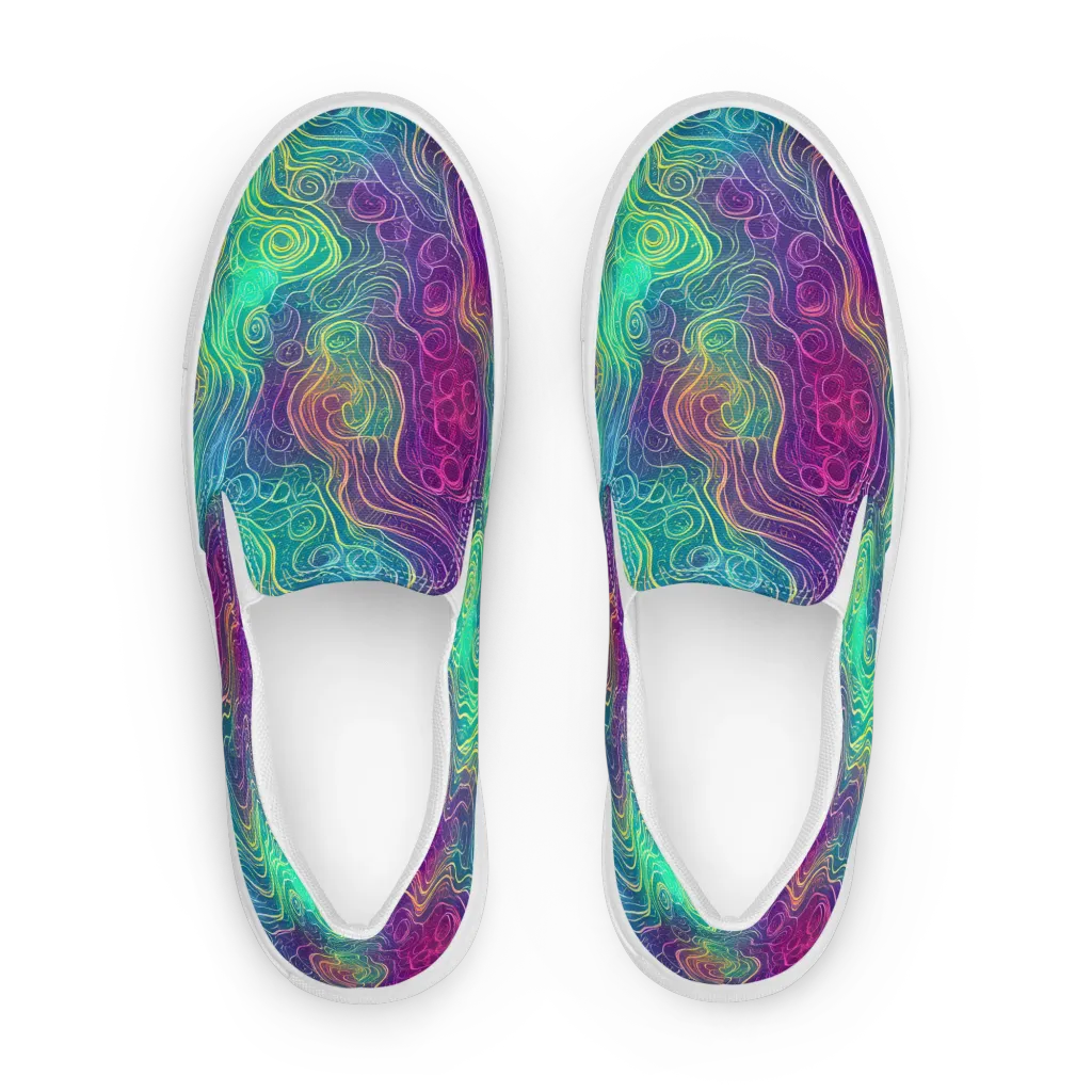 Chromatic Currents on Women's Slip-On Canvas Shoes — Front