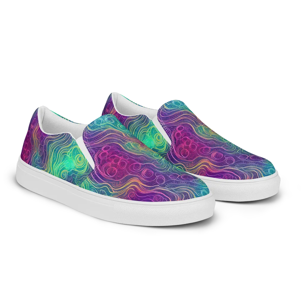 Chromatic Currents on Women's Slip-On Canvas Shoes — Right Front