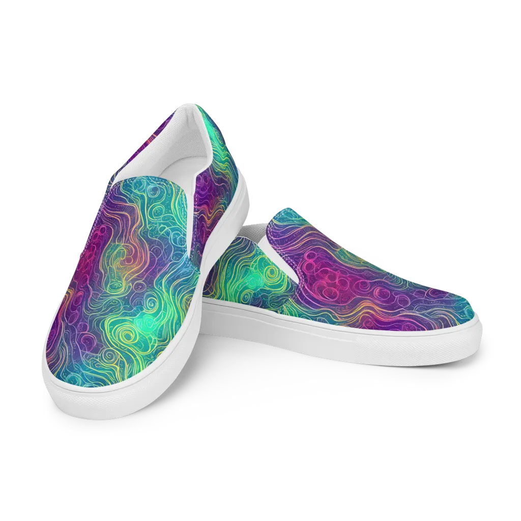 Chromatic Currents on Women's Slip-On Canvas Shoes — Left Front