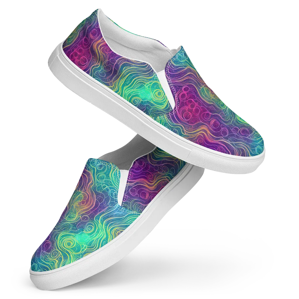Chromatic Currents on Women's Slip-On Canvas Shoes — Front