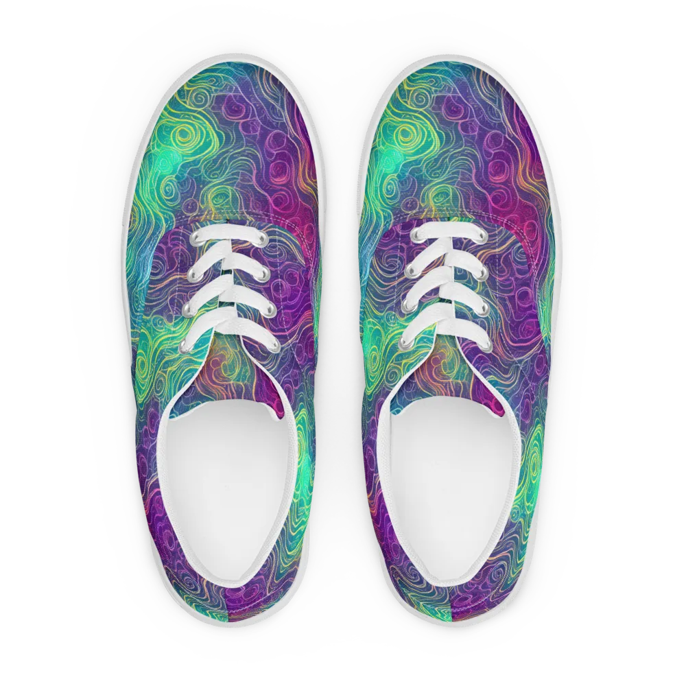 Chromatic Currents on Men's Lace-Up Canvas Shoes — Front