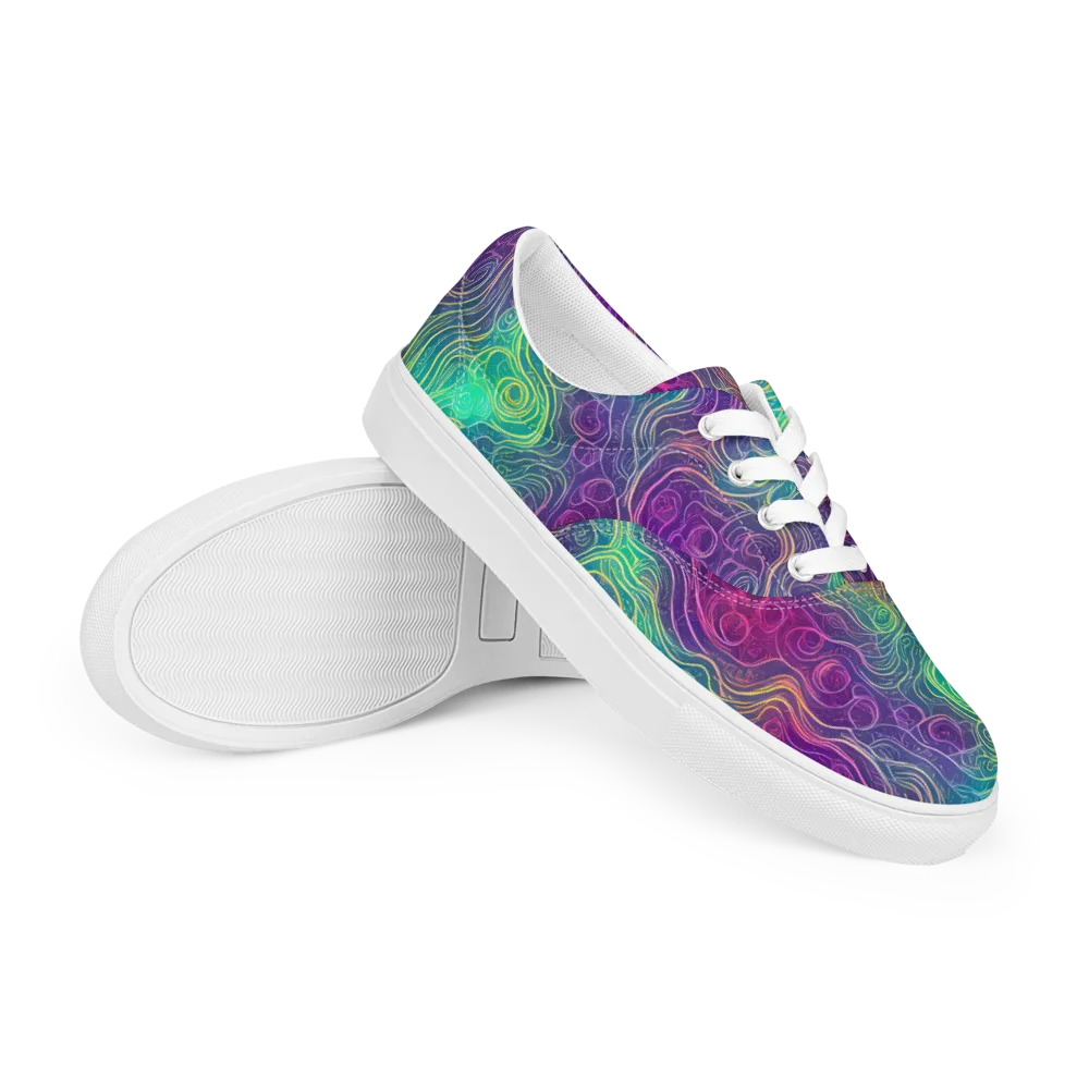 Chromatic Currents on Men's Lace-Up Canvas Shoes — Right Front