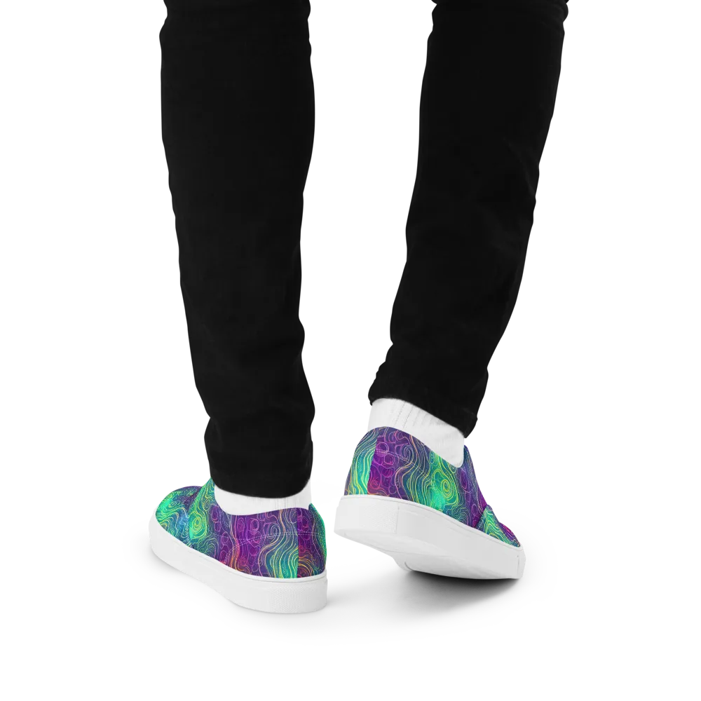 Chromatic Currents on Men's Lace-Up Canvas Shoes — Back
