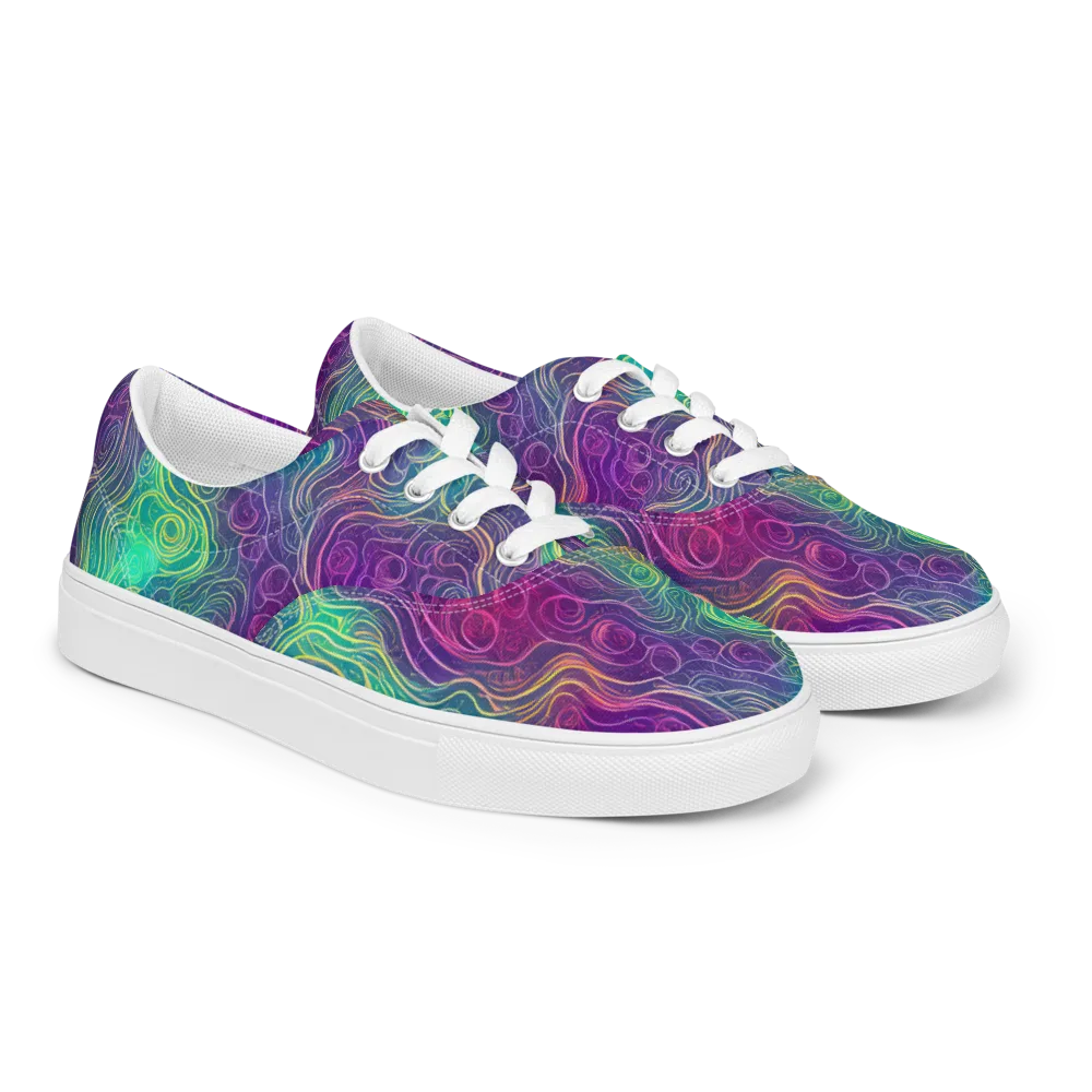 Chromatic Currents on Men's Lace-Up Canvas Shoes — Right Front