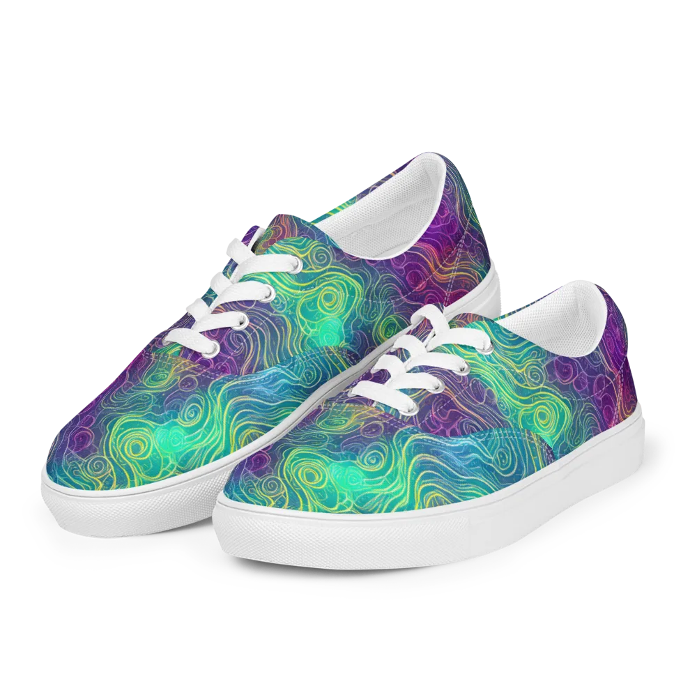 Chromatic Currents on Men's Lace-Up Canvas Shoes — Left Front