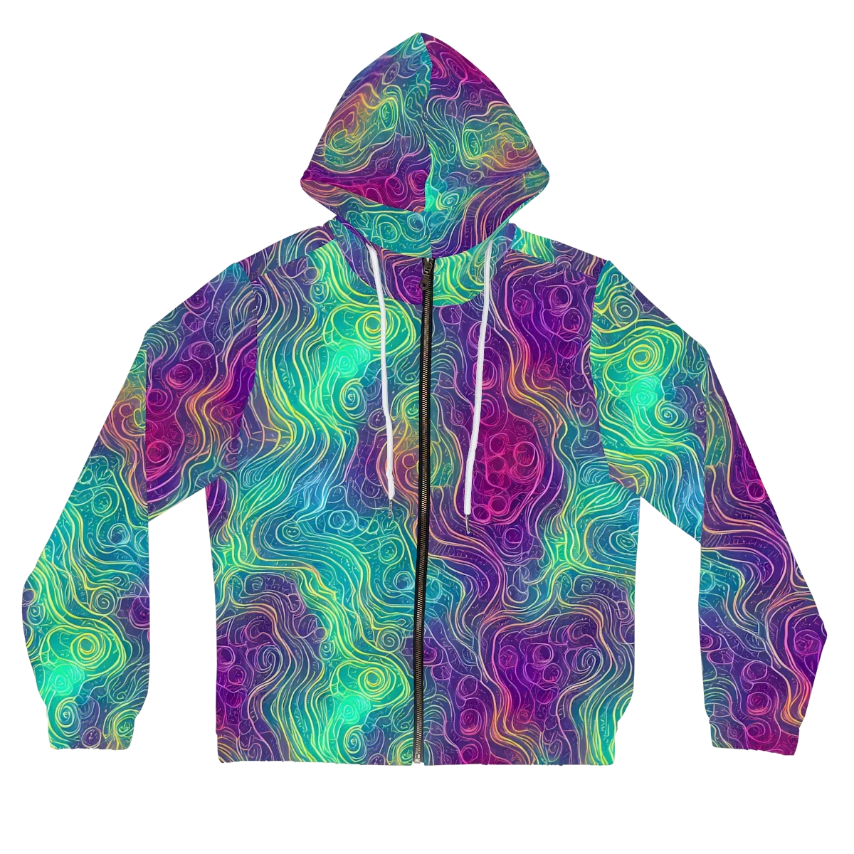 Chromatic Currents on Women's Full-Zip Hoodie — Front