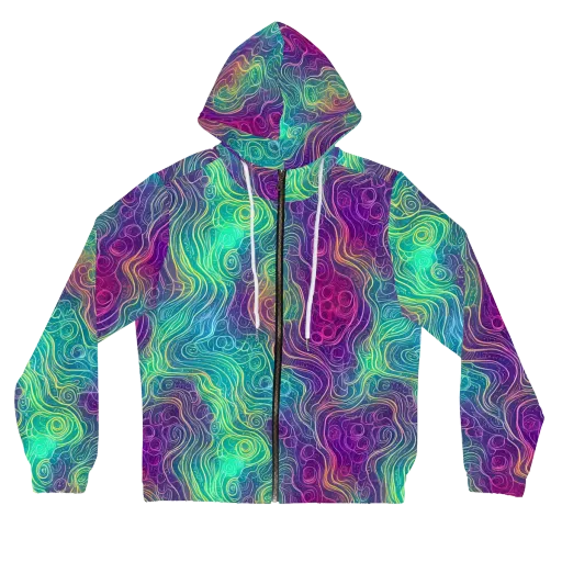 Chromatic Currents on a Women's Full-Zip Hoodie