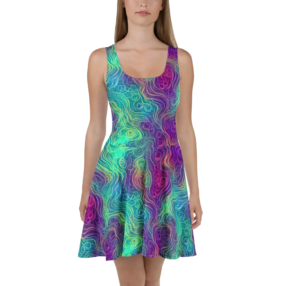 Chromatic Currents on Skater Dress — Front