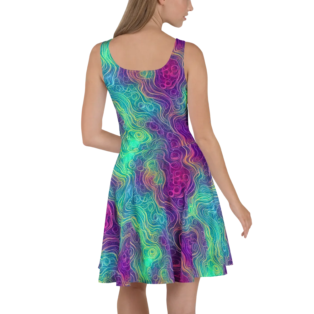Chromatic Currents on Skater Dress — Back