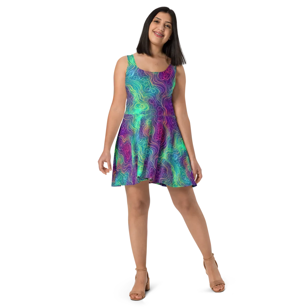 Chromatic Currents on Skater Dress — Front
