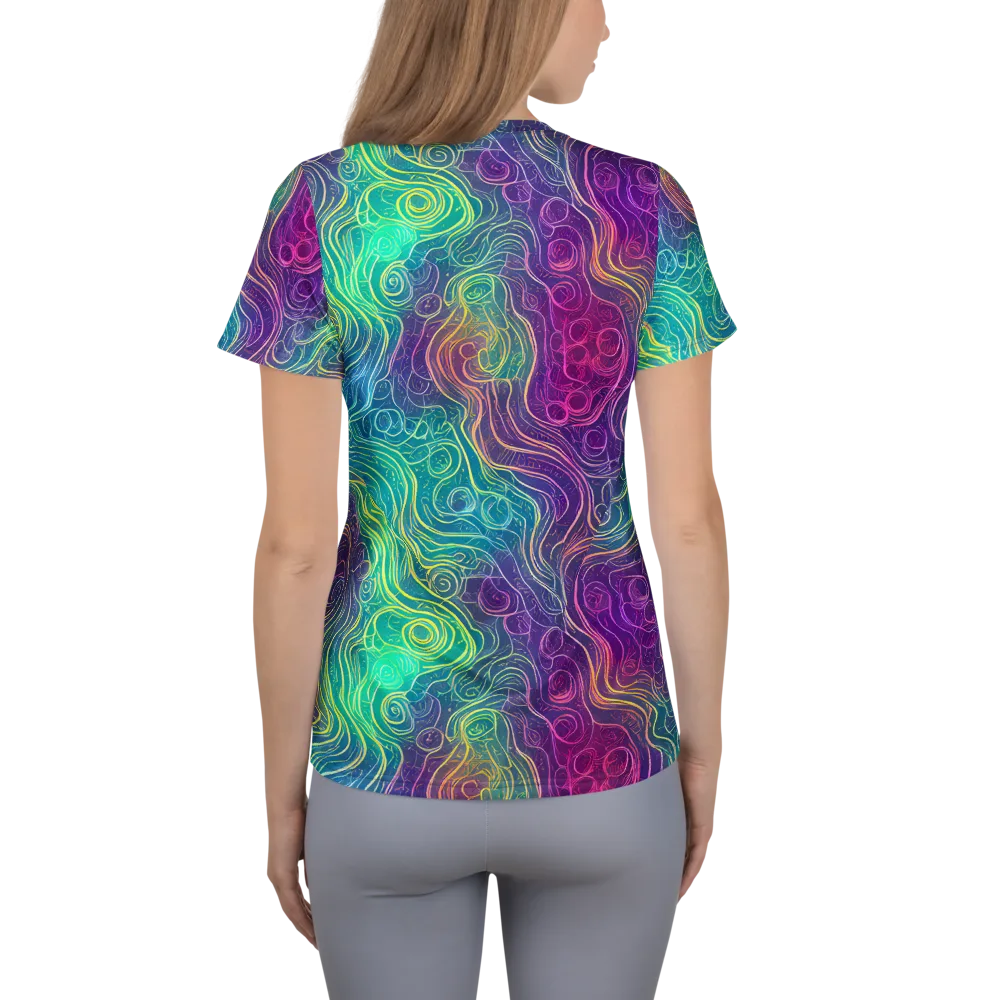 Chromatic Currents on Women's Athletic T-Shirt — Back