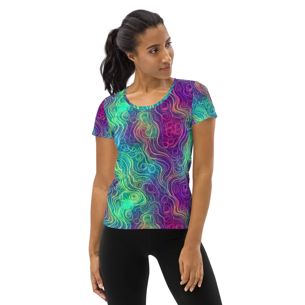 Chromatic Currents on Women's Athletic T-Shirt — Front