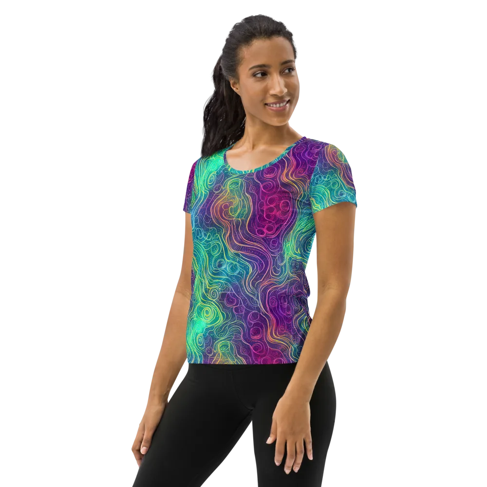 Chromatic Currents on Women's Athletic T-Shirt — Left
