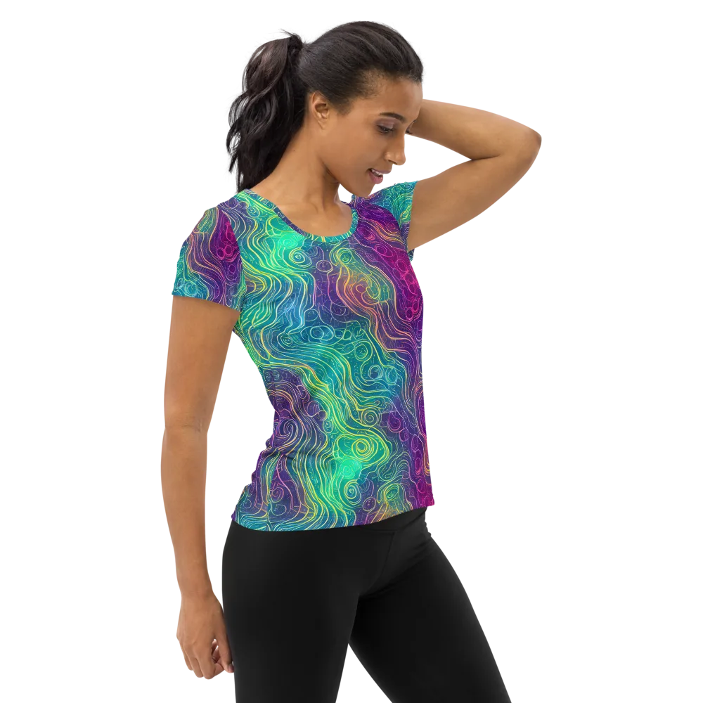Chromatic Currents on Women's Athletic T-Shirt — Right