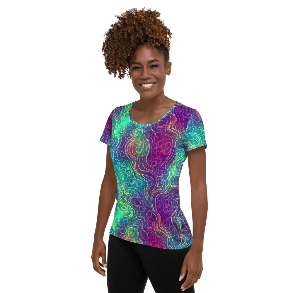 Chromatic Currents on Women's Athletic T-Shirt — Left