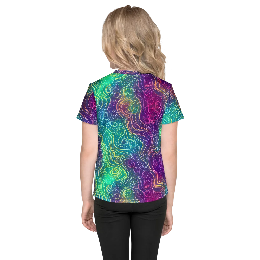 Chromatic Currents on Kids Crew Neck T-Shirt — Back