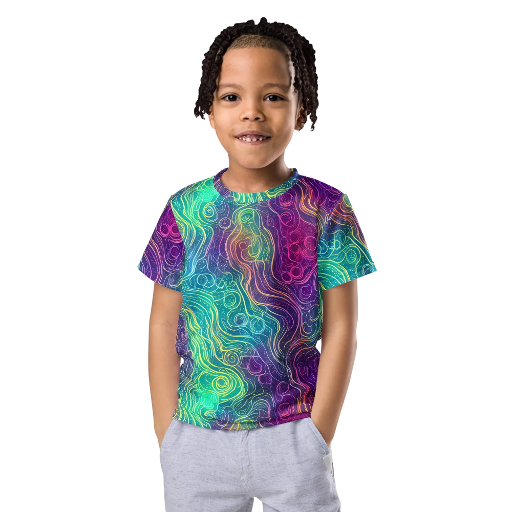 Chromatic Currents on Kids Crew Neck T-Shirt — Front