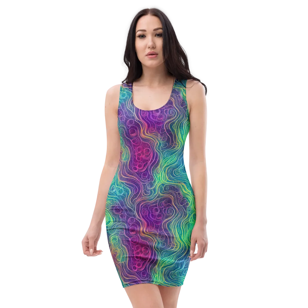 Chromatic Currents on Bodycon Dress — Front
