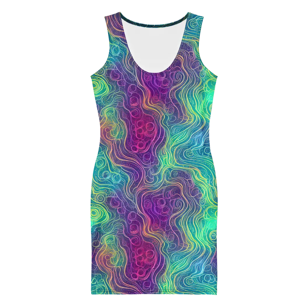 Chromatic Currents on Bodycon Dress — Front