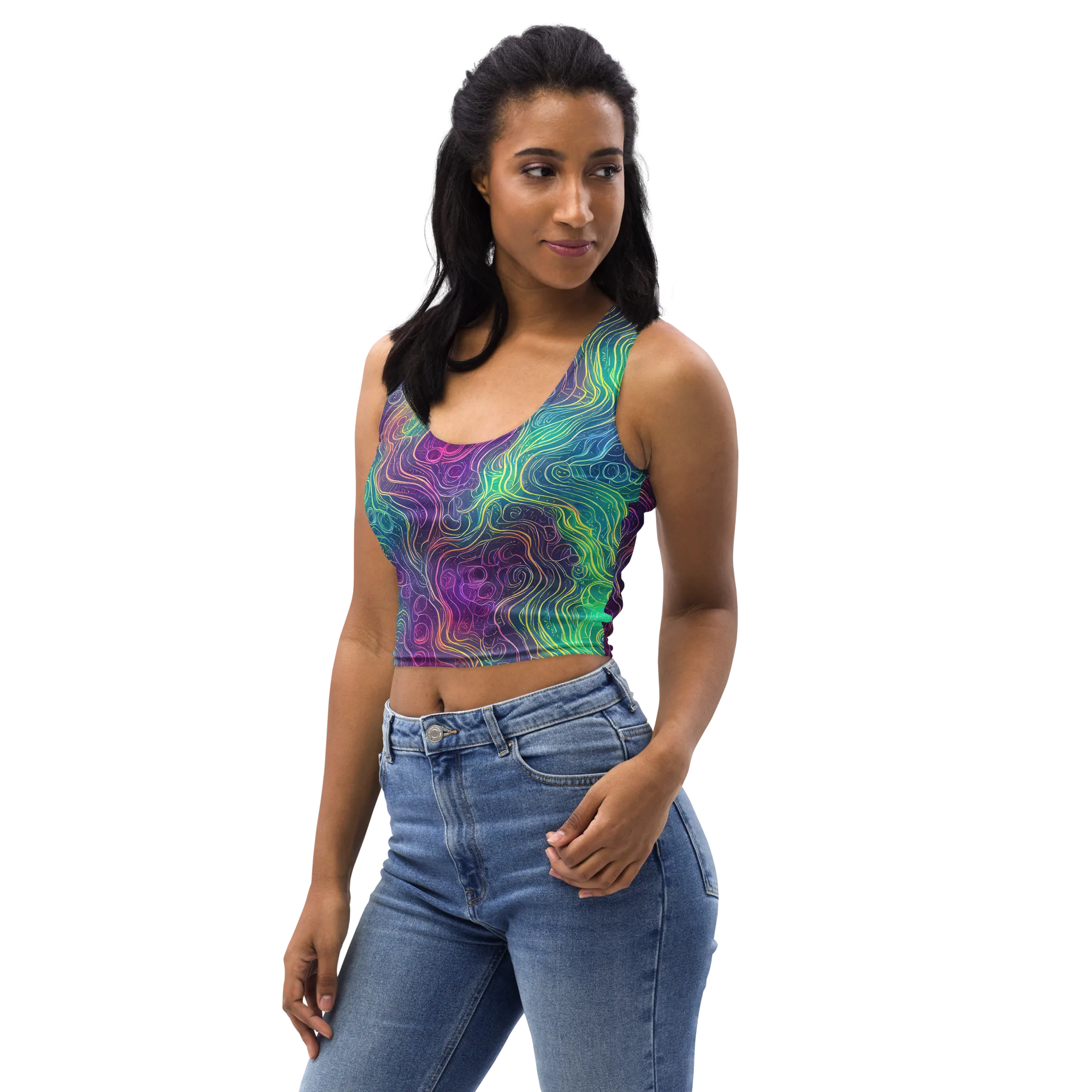 Chromatic Currents on Crop Top — Left Front