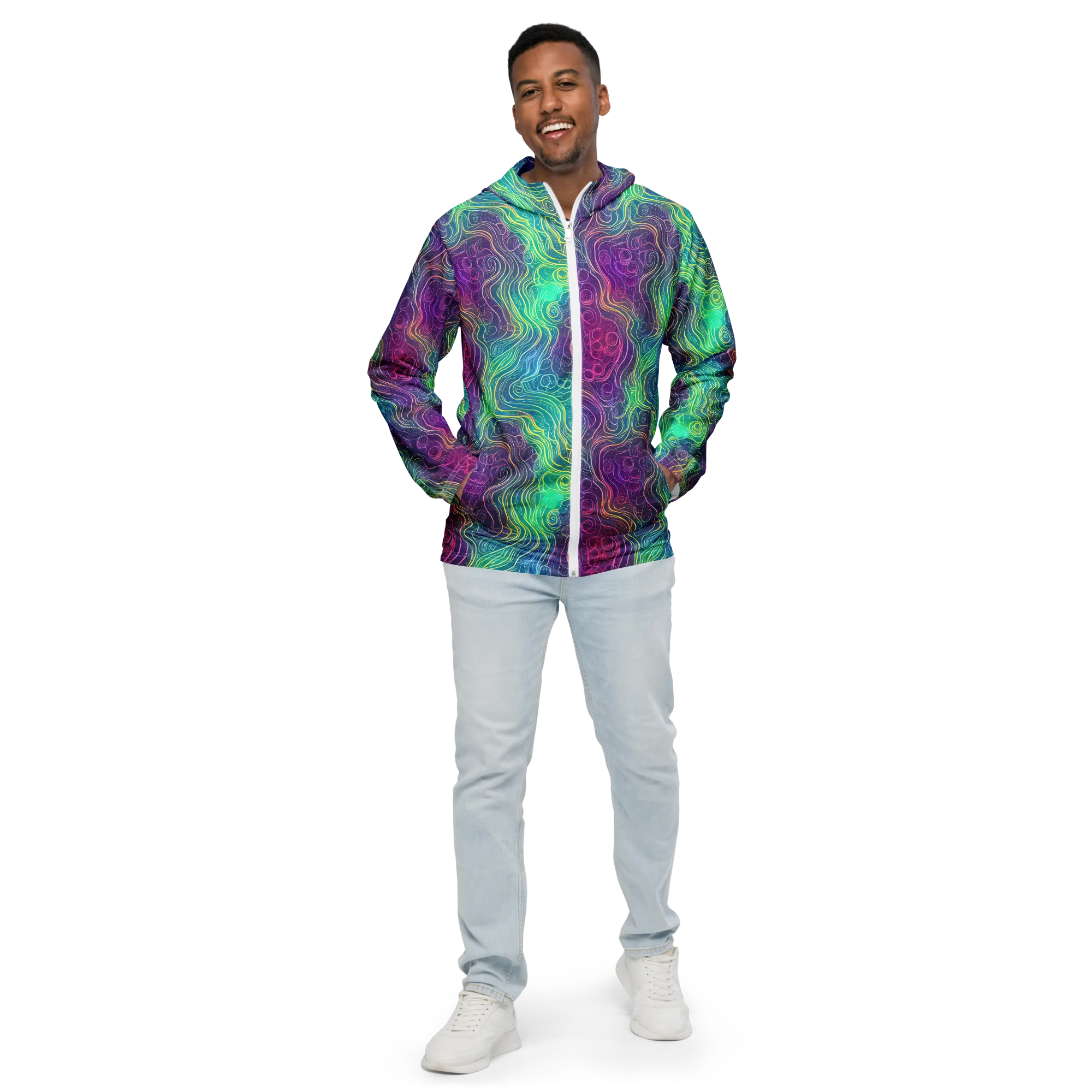 Chromatic Currents on Men's Windbreaker — Front