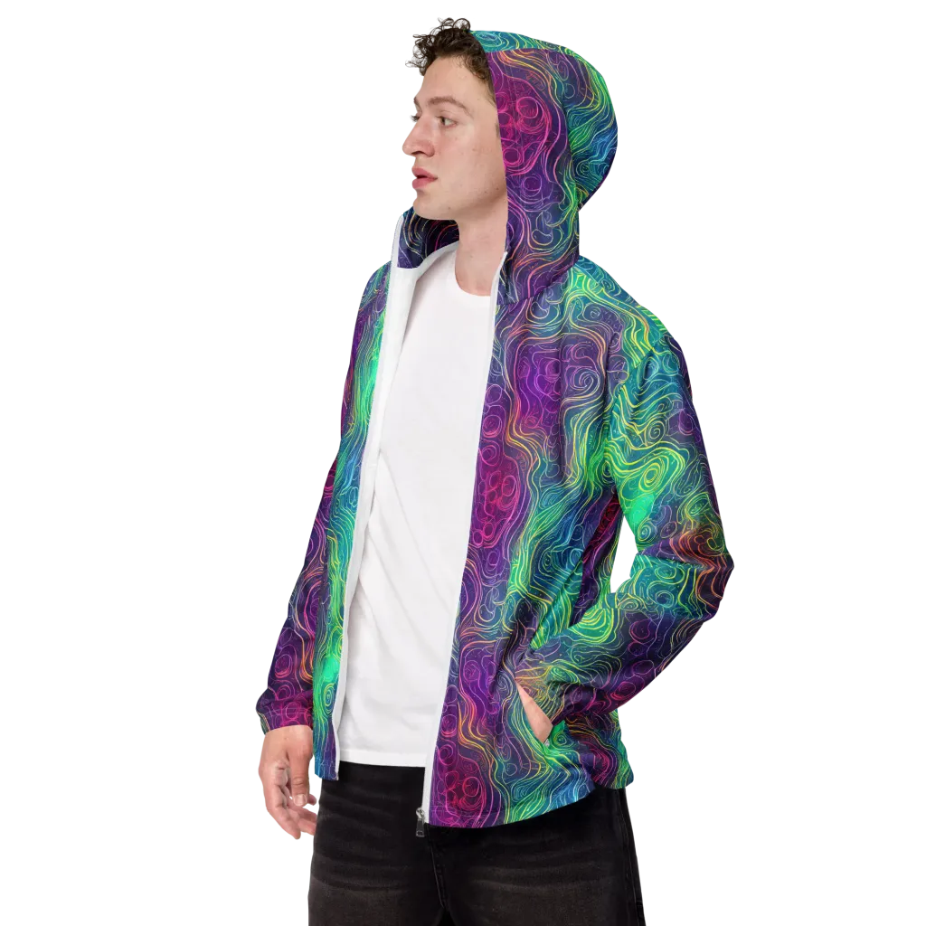 Chromatic Currents on Men's Windbreaker — Left Front