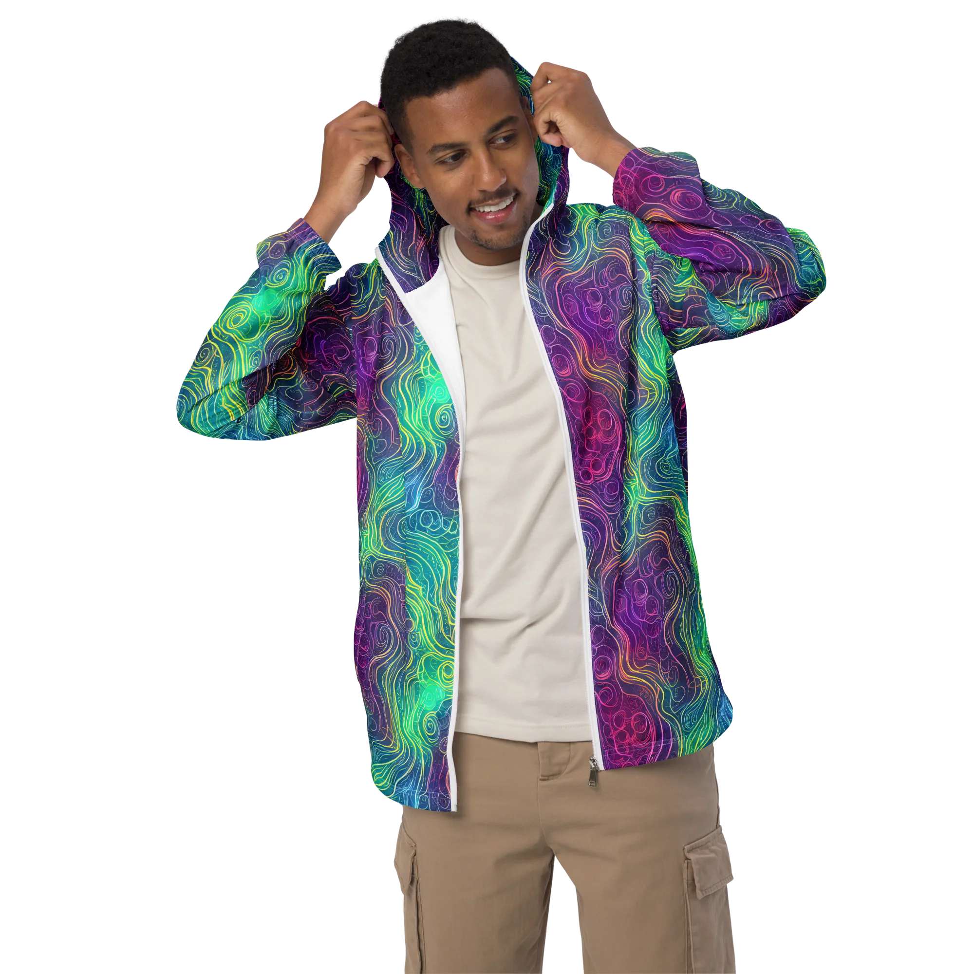 Chromatic Currents on Men's Windbreaker — Front