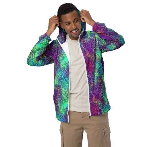 Chromatic Currents on a Men's Windbreaker