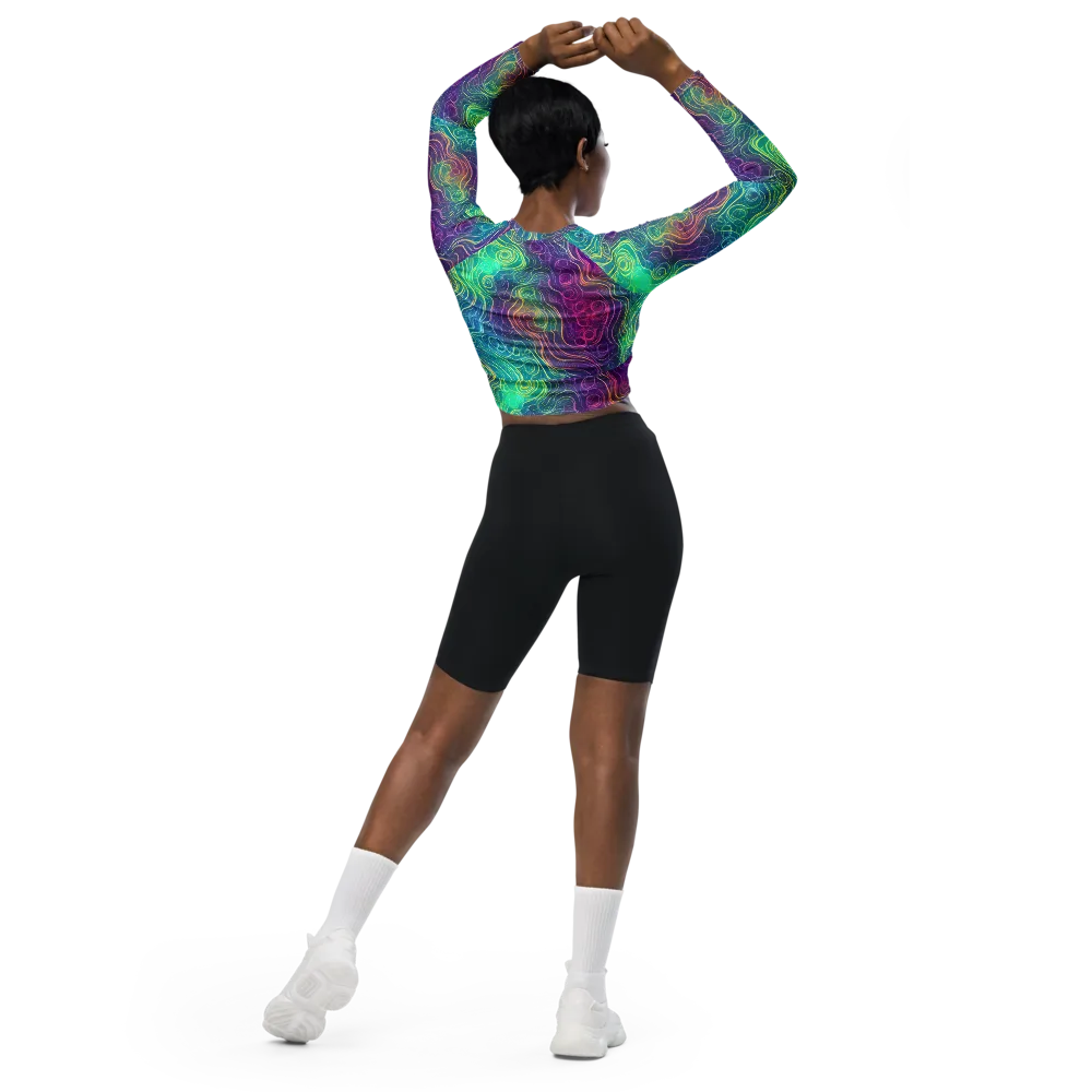 Chromatic Currents on Long Sleeve Crop Top — Back