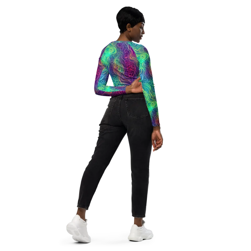 Chromatic Currents on Long Sleeve Crop Top — Right Back
