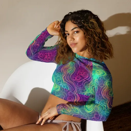 Chromatic Currents on a Long Sleeve Crop Top